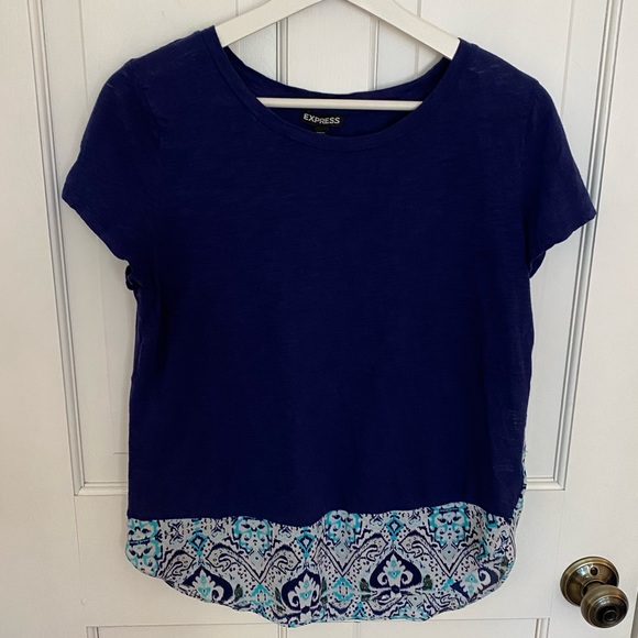 Express Navy Color Block Tee - Picture 1 of 5